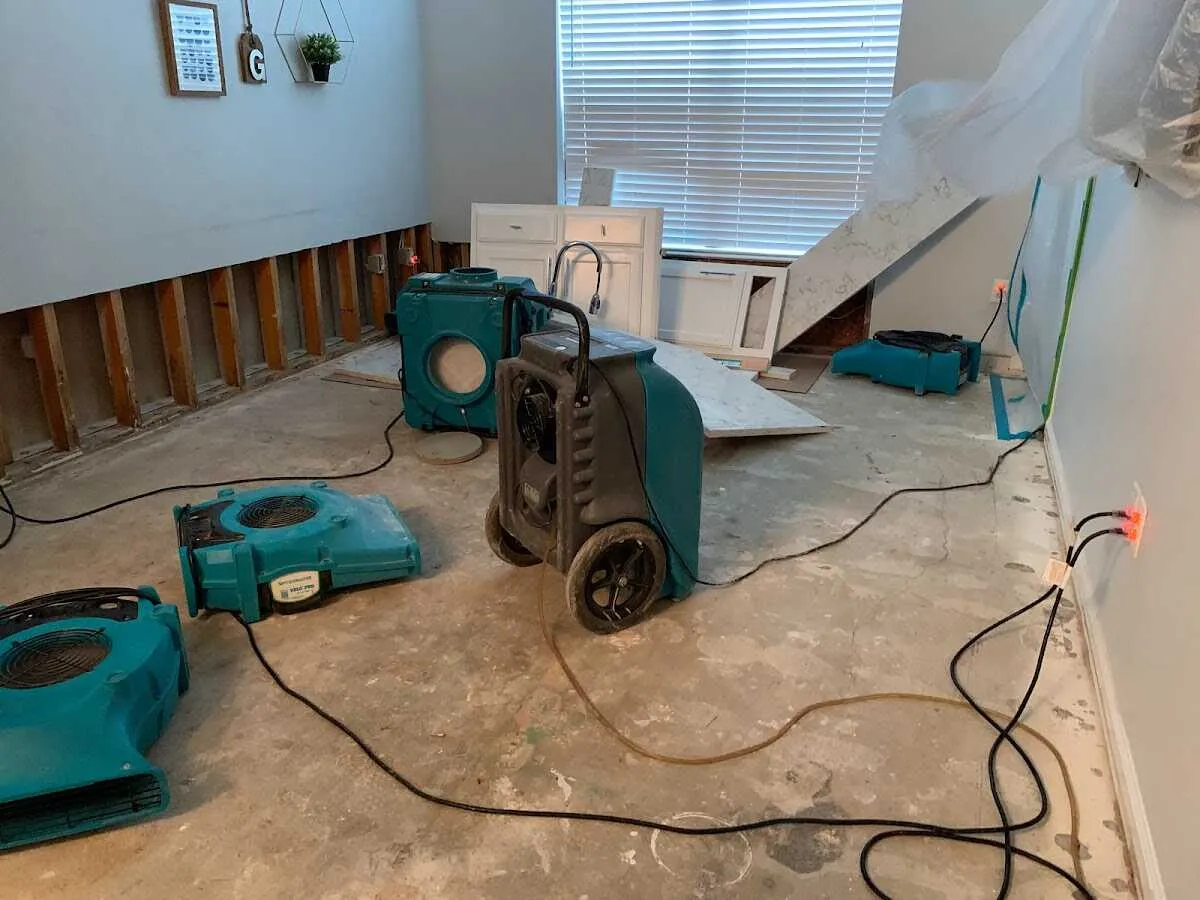 Dehumidifier in flood-cut room for Water Damage Restoration in Westchester